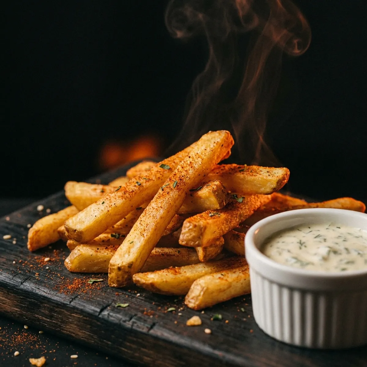 Smoked Paprika Fries — Hand-cut fries, smoked paprika, herb aioli.